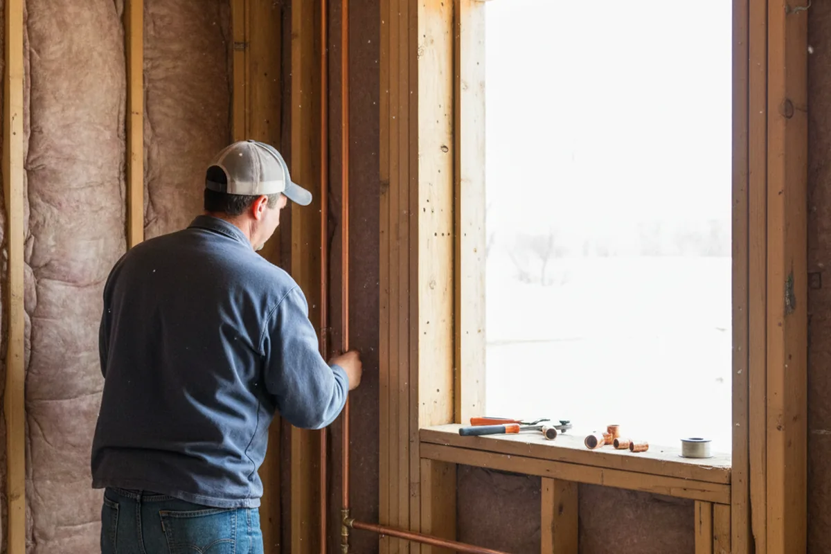 Licensed plumber running new copper supply lines in a Broad Run home