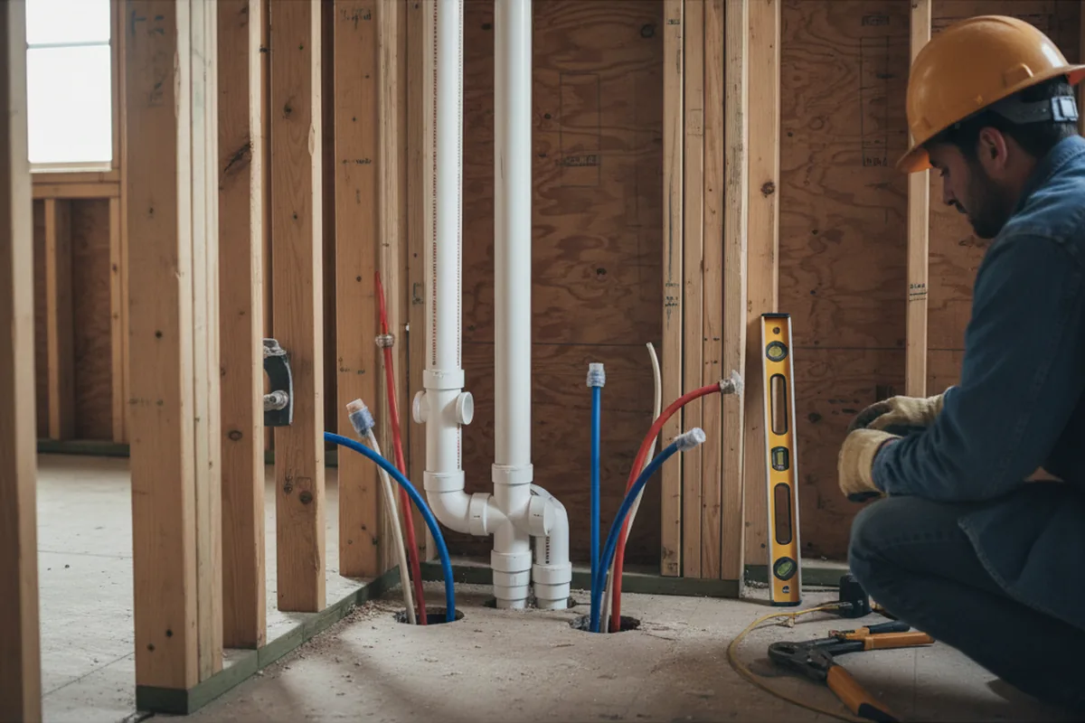 Drain and supply rough-in during Leak Detection in Broad Run