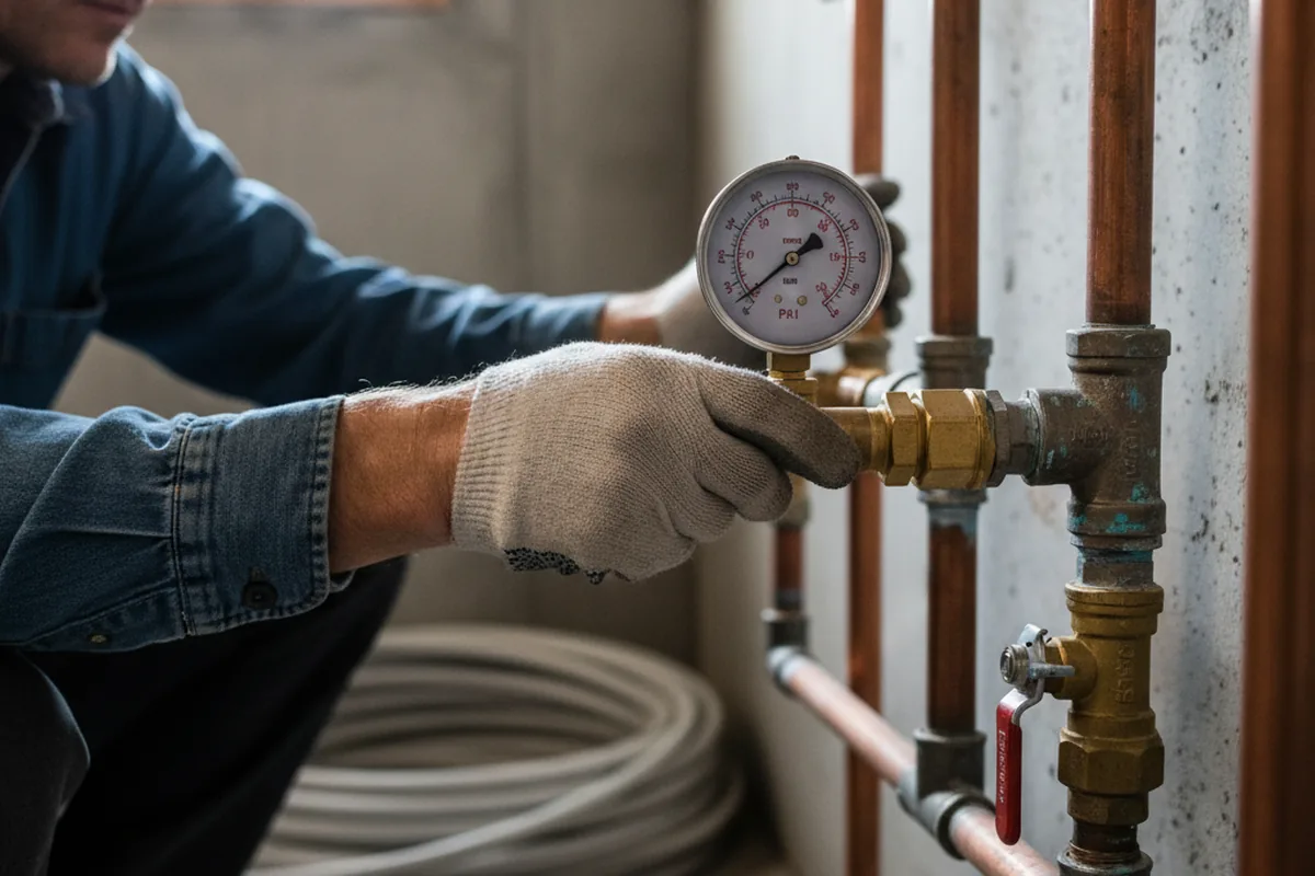 Pressure testing a repaired line during Water Line Repair in Broad Run